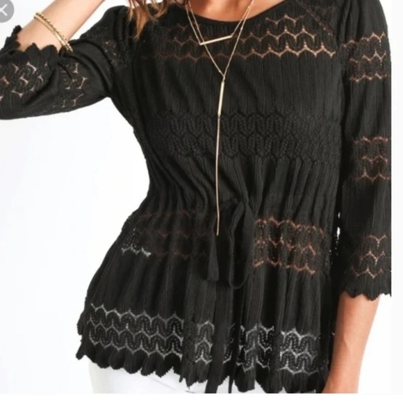 Free People Fire Island Cinch Top Black Small - Picture 12 of 12